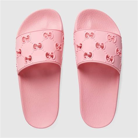 gucci slides pink rubber